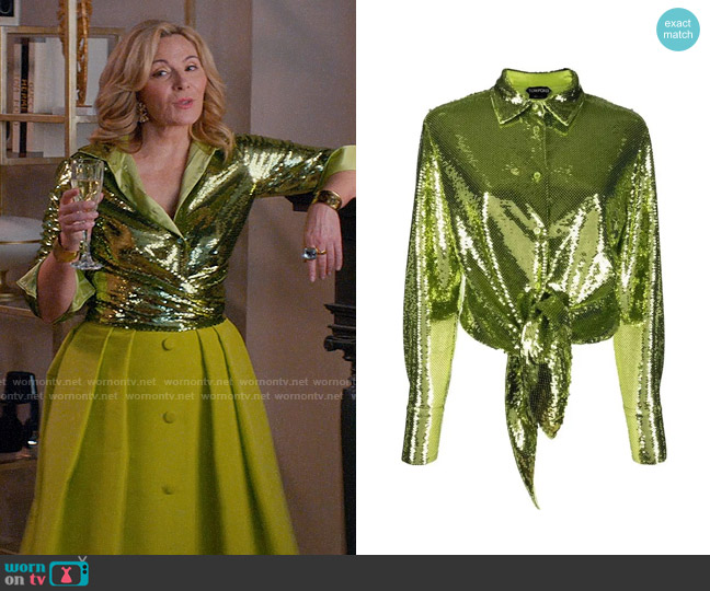 Tom Ford Sequin-embellished long-sleeve shirt worn by Madolyn Addison (Kim Cattrall) on Glamorous