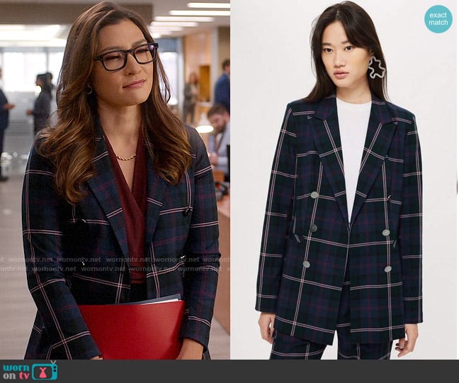 Topshop Double Breasted Check Blazer worn by Susan (Inga Schlingmann) on So Help Me Todd