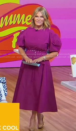 Tory's pink belted puff sleeve dress on Good Morning America