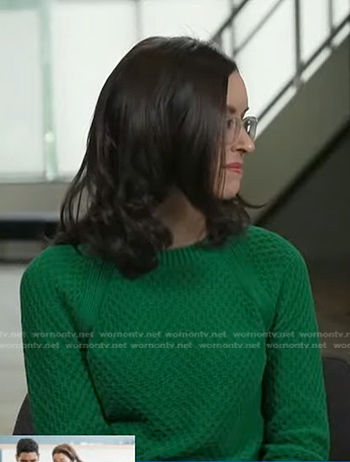 Tracy Foster's green textured sweater on Good Morning America