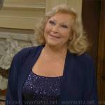 Traci’s navy sequin top and cardigan set on The Young and the Restless