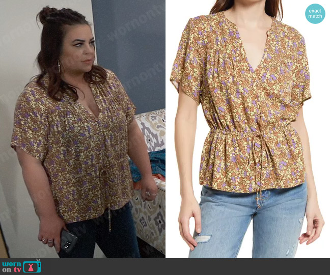 Treasure & Bond Floral Drawstring Waist Top worn by Maxie Jones (Kirsten Storms) on General Hospital