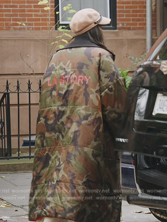 Ubah's camo coat and wool cap on The Real Housewives of New York City