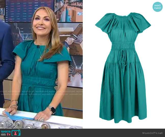 Ulla Johnson Darlene Pleated-Cotton Midi Dress worn by Lori Bergamotto on Good Morning America