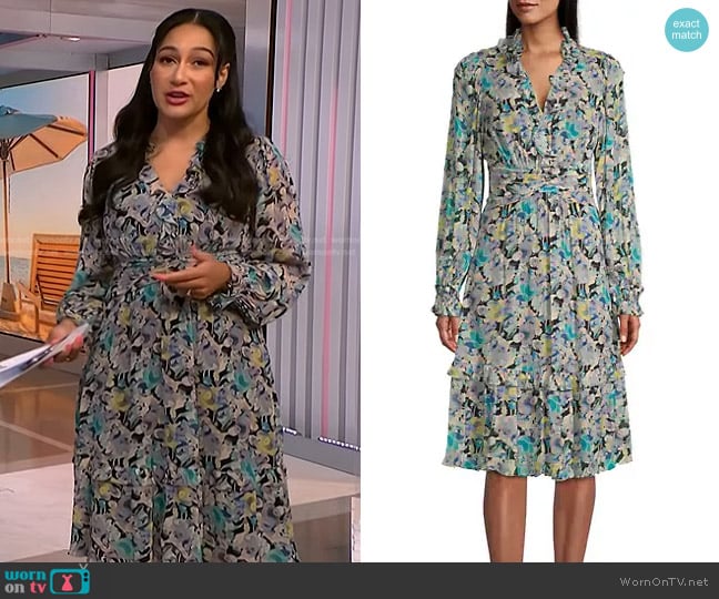 Ungaro Katiana Floral Midi-Dress worn by Morgan Radford on NBC News Daily