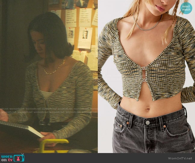 Urban Outfitters Britt Cropped Cardigan worn by George Fan (Leah Lewis) on Nancy Drew