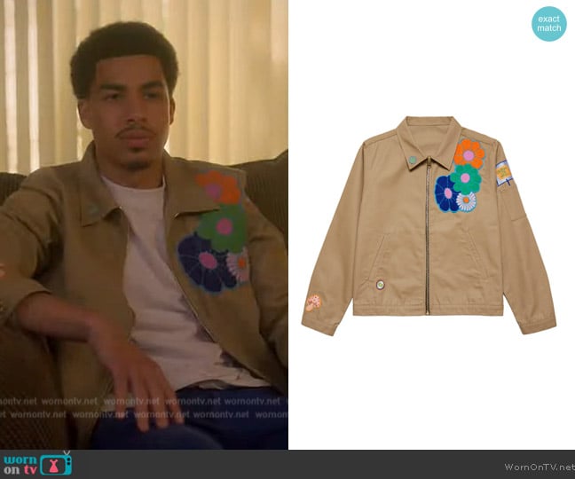 Valas Flowers Mechanic Jacket worn by Andre Johnson, Jr. (Marcus Scribner) on Grown-ish