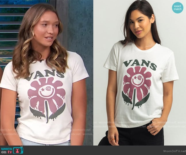 Vans Vacate Womens Tee worn by Pua DeSoto on Access Hollywood