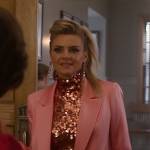 Veronica’s pink satin blazer and sequin top on So Help Me Todd