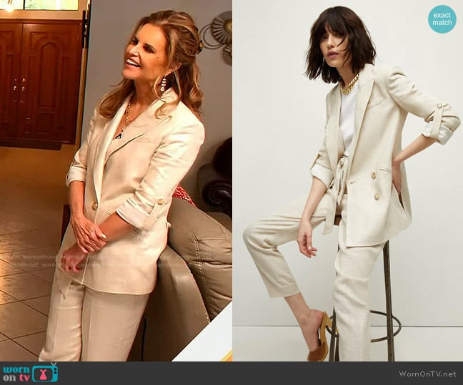 Veronica Beard Parineti Tab Sleeve Linen Blend Jacket and Zelly Pants worn by Maria Shriver on Today