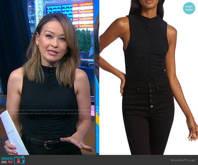 Veronica Beard Vargas Ruched Tank Top worn by Eva Pilgrim on Good Morning America