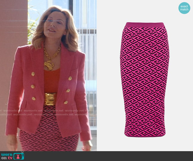 Versace La Greca Skirt worn by Madolyn Addison (Kim Cattrall) on Glamorous