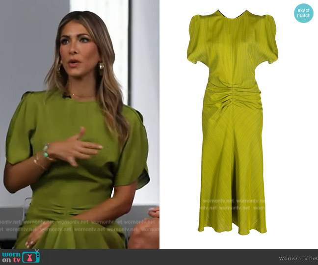 Victoria Beckham Short-sleeve gathered-detail dress worn by Erin Lichy on The View