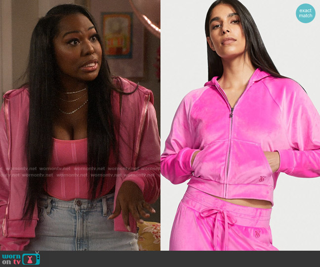 WornOnTV: Harper’s pink corset top and velour hoodie on iCarly | Laci ...