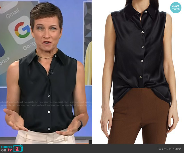 WornOnTV: Stephanie’s black sleeveless satin shirt on Today | Stephanie ...