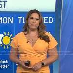 Violeta Yas’s orange ruched side dress on NBC News Daily