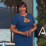 Vivica A Fox’s blue monogram print dress on Access Hollywood