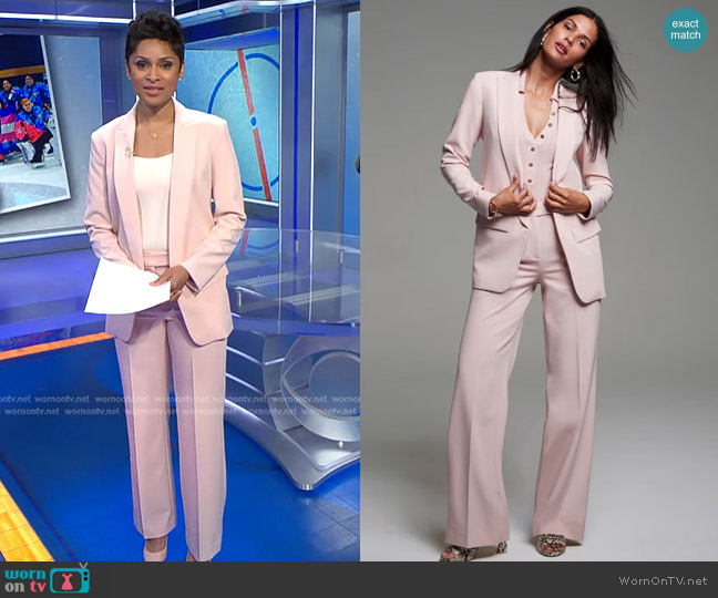 White House Black Market The Relaxed Blazer and Luna Trouser worn by Jericka Duncan on CBS Evening News