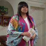 Whitley’s peacock print kimono on Days of our Lives