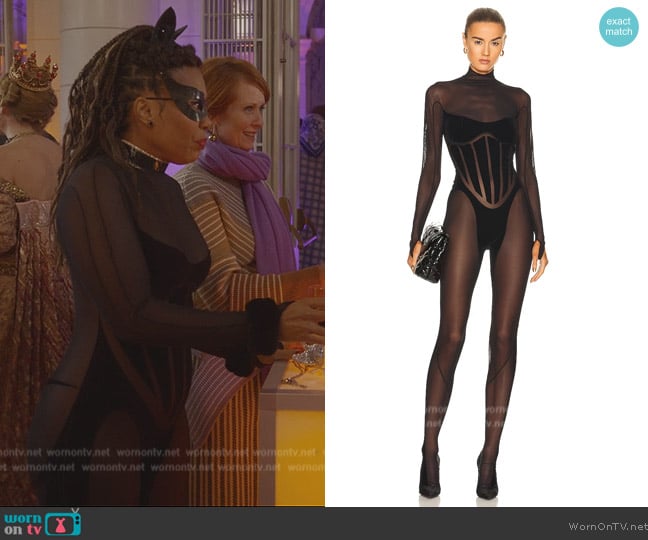 Wolford X Mugler Flock Shaping Catsuit worn by Dr. Nya Wallace (Karen Pittman) on And Just Like That