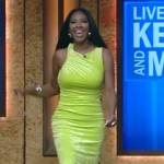 Kenya Moore’s yellow velvet sleeveless dress on Live with Kelly and Mark