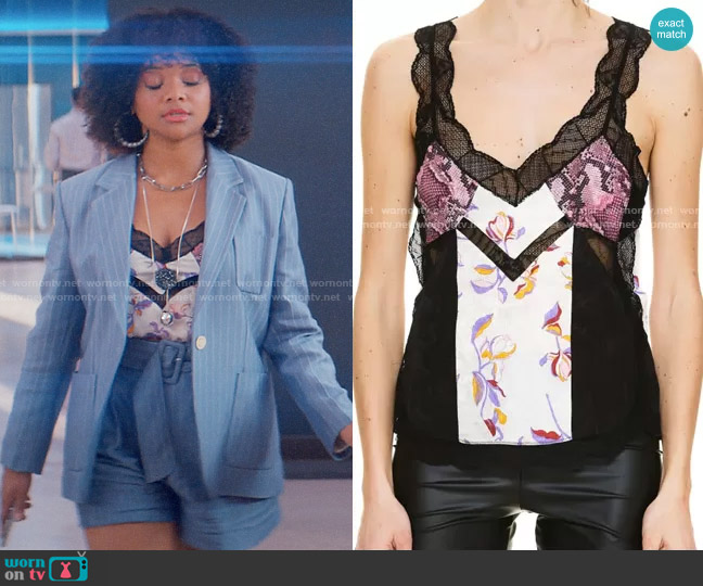 Zara Contrast Trim Seamed Straight Cut Blazer worn by Venetia (Jade Payton)  as seen in Glamorous (S01E08)