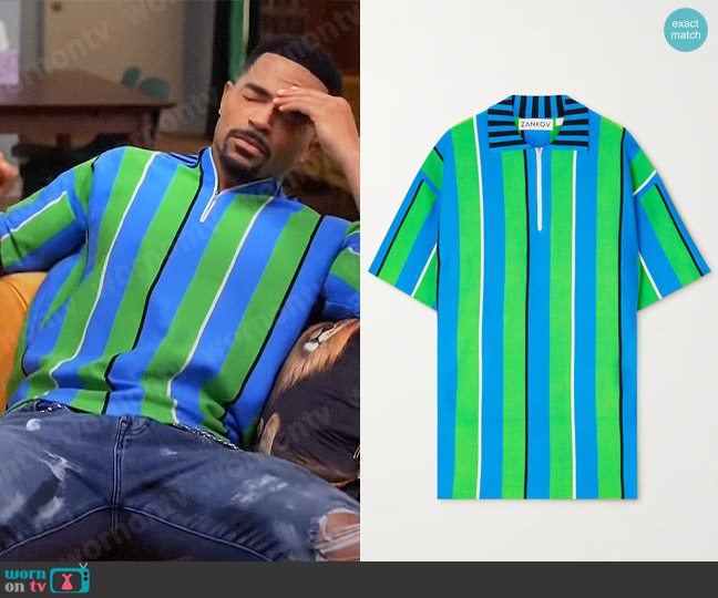 Zankov Gio Stripe Polo worn by Calvin Rodney (Anthony Dalton) on Tyler Perrys Sistas