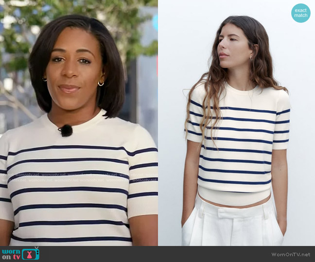 Zara Basic Knit Striped Sweater worn by Dana Griffin on NBC News Daily