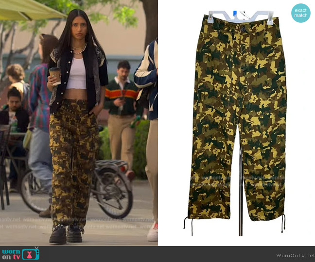 Zara Camo Print Pants worn by Zaara (Tara Raani) on Grown-ish