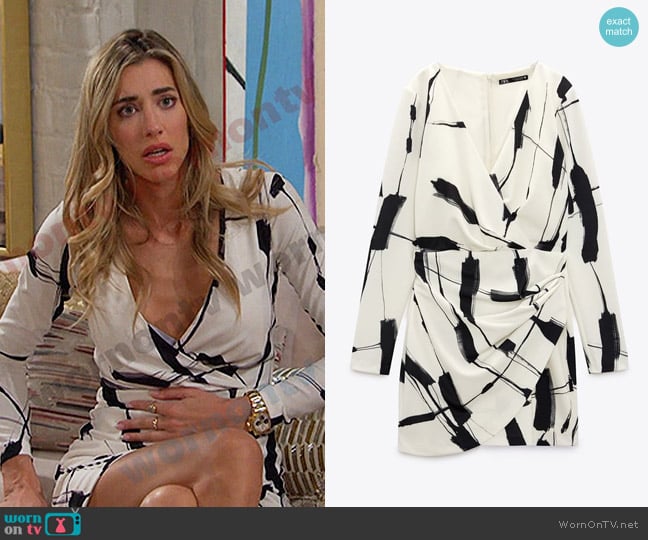 Zara Printed Draped Dress worn by Sloan Peterson (Jessica Serfaty) on Days of our Lives