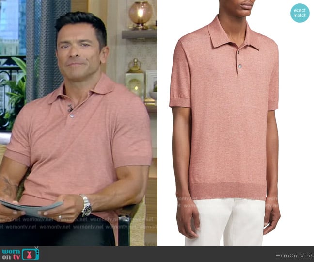 Zegna Baby Island Cotton & Cashmere Polo worn by Mark Consuelos on Live with Kelly and Mark