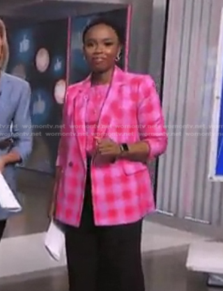 WornOnTV: Zinhle’s pink plaid top and blazer on NBC News | Zinhle ...