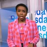 Zinhle’s pink plaid top and blazer on NBC News