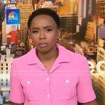 Zinhle Essamuah’s pink short sleeve jacket on NBC News Now