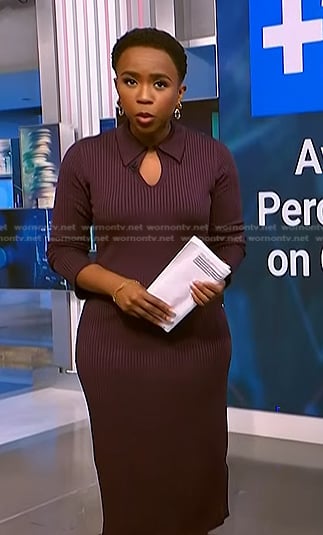 Zinhle Essamuah’s purple ribbed dress on NBC News Daily