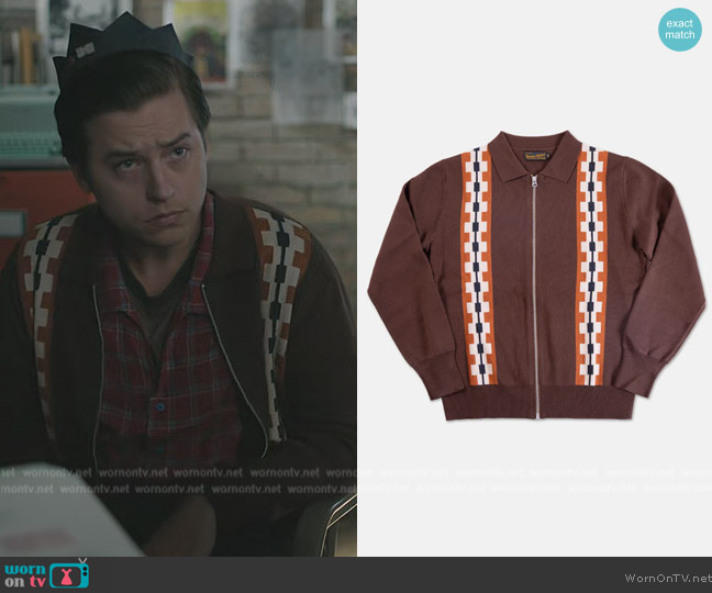 Remains Clothing 1950s Retro Zip-Up Sport Sweater worn by Jughead Jones (Cole Sprouse) on Riverdale