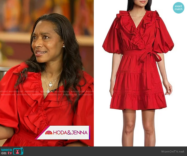 A Loves A Poplin Ruffled Surplice Dress worn by Taia Rashid on Today