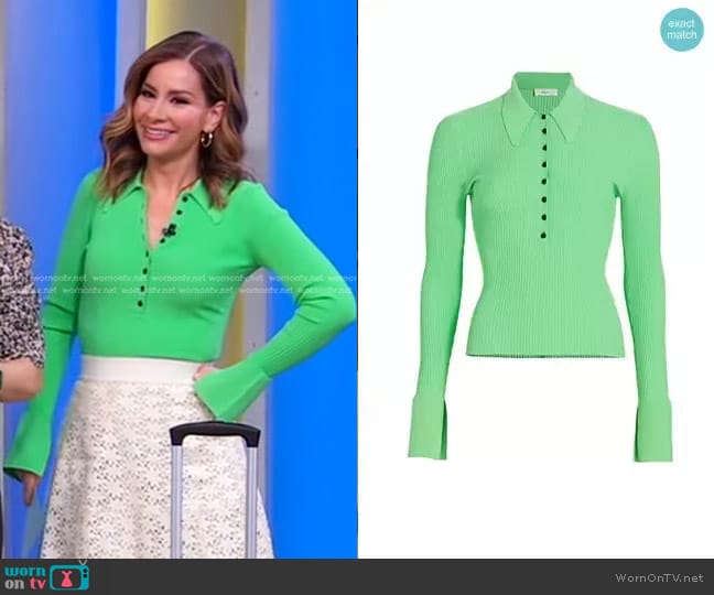 WornOnTV: Rebecca’s green polo top and floral leather skirt on Good ...