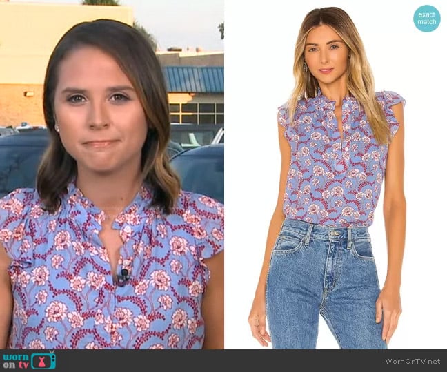 A.L.C. Foley Top in Blue & Red Multi worn by Elizabeth Schulze on Good Morning America