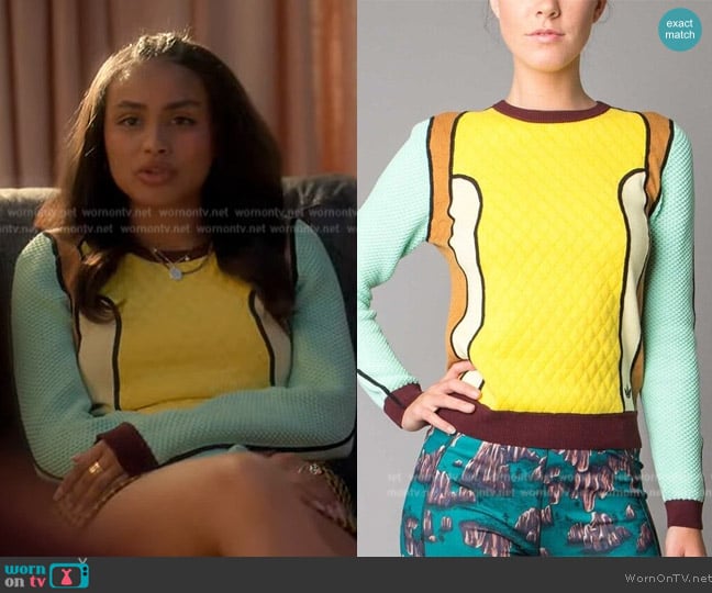 Adidas x Opening Ceremony Patchwork Crewneck worn by Kiela (Daniella Perkins) on Grown-ish