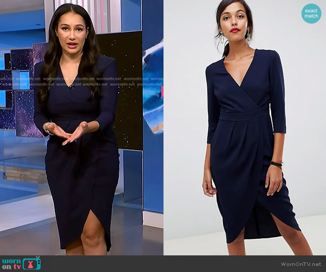 Asos Midi Dress with Wrap Skirt worn by Morgan Radford on NBC News Daily