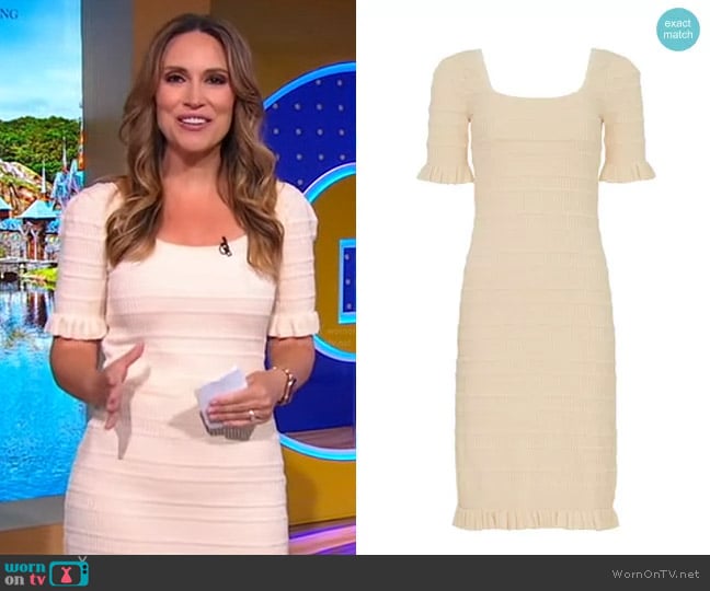 Adam Lippes Collective Smocked Ruffle Dress worn by Rhiannon Ally on Good Morning America