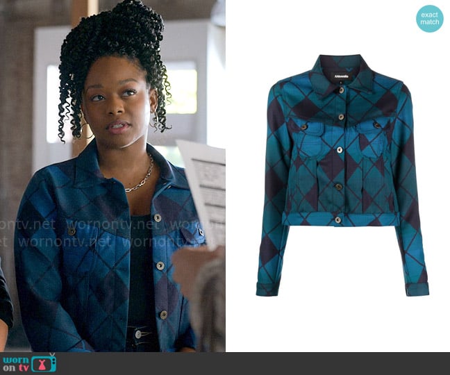 Ahluwalia diamond-check cropped jacket worn by Izzy Letts (Jazz Raycole) on The Lincoln Lawyer