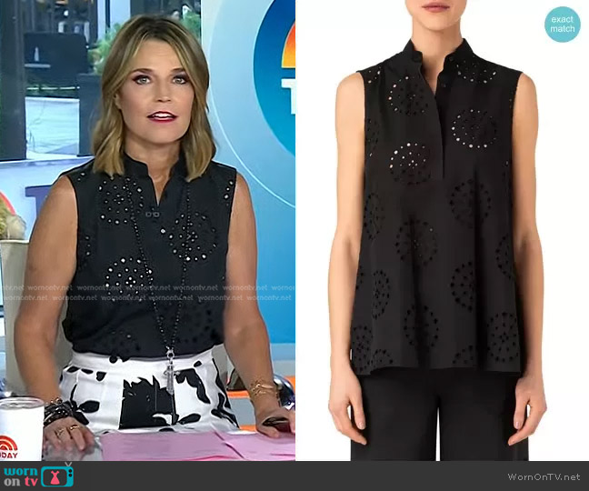 WornOnTV: Savannah’s black eyelet top and floral skirt on Today ...