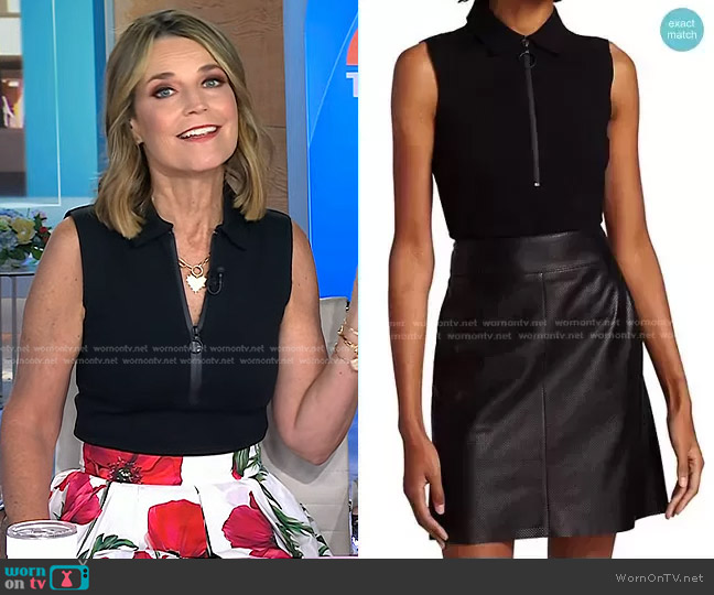 WornOnTV: Savannah’s black zip top and poppy print skirt on Today ...