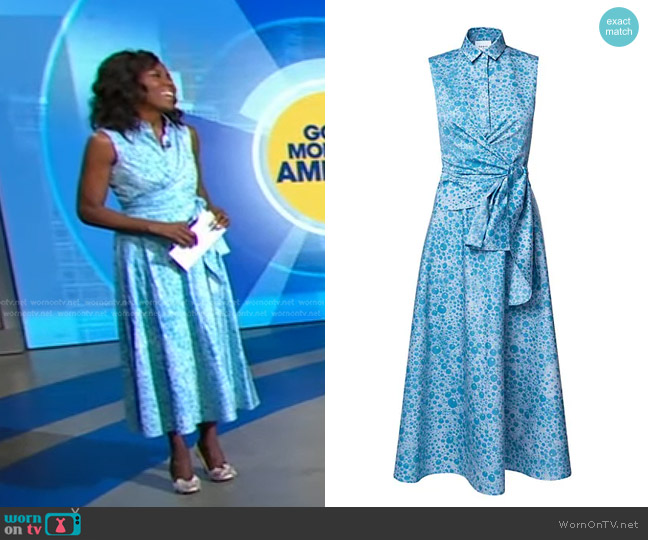 Akris Punto Bubble-Print Wrap Midi-Dress worn by Deborah Roberts on Good Morning America