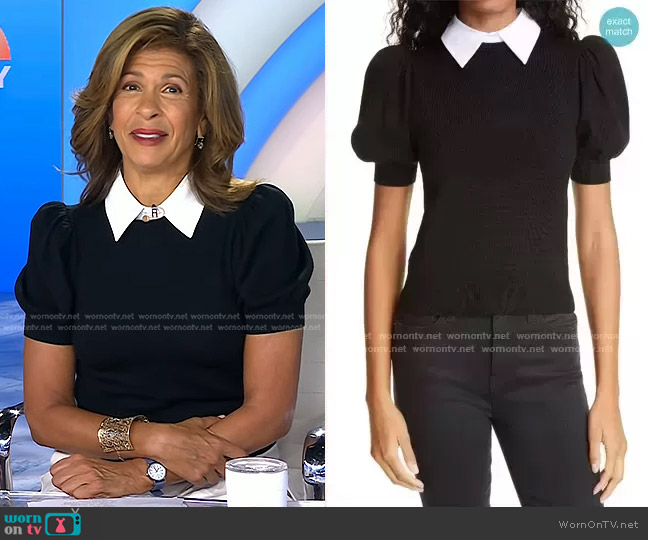 Alice + Olivia Chase Puff Sleeve Sweater with Removable Collar worn by Hoda Kotb on Today