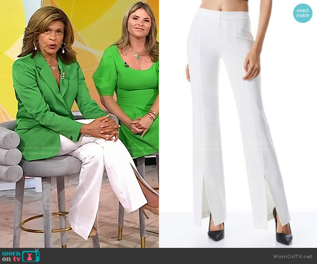 WornOnTV: Hoda’s green blazer and white slit pants on Today | Hoda Kotb ...