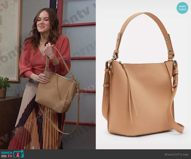 All Saints Kita Leather Crossbody Bag worn by Stephanie Johnson (Abigail Klein) on Days of our Lives