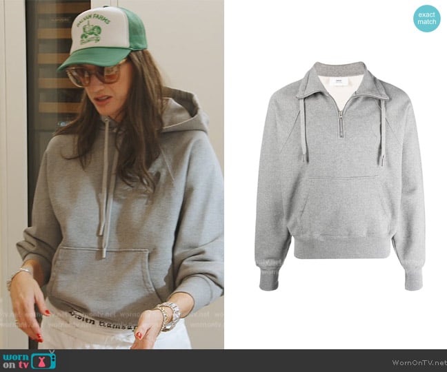 AMI Paris Ami de Coeur Half-Zip Sweatshirt worn by Jenna Lyons on The Real Housewives of New York City